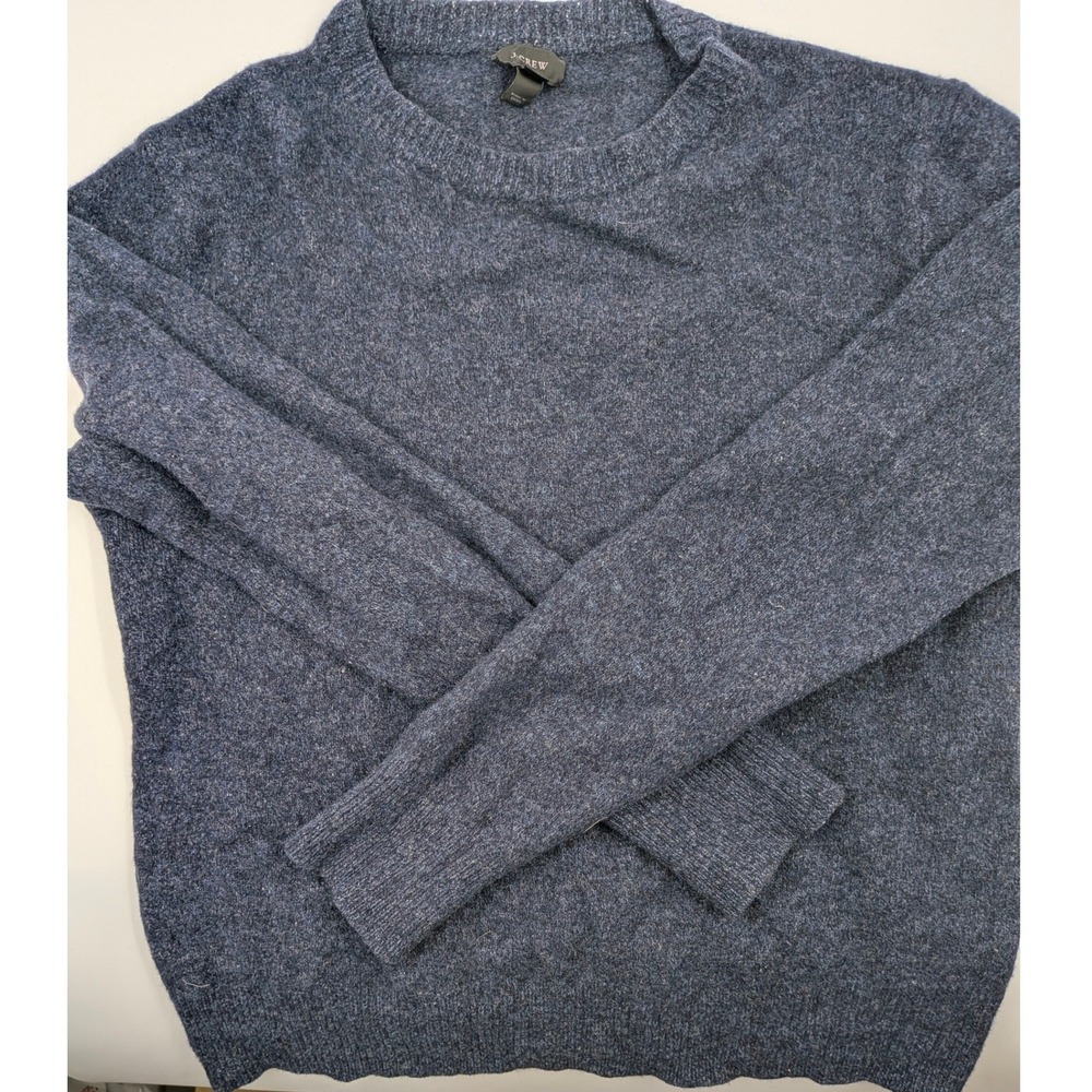 J.Crew 100% Lambs Wool Navy Crewneck Sweater Preppy Coastal Quiet Luxury Small - Picture 5 of 7